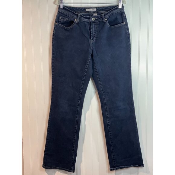 CHICO’S PLATINUM DENIM WOMEN'S DARK WASH BLUE JEANS SIZE 0.5/6 REG - Picture 1 of 14